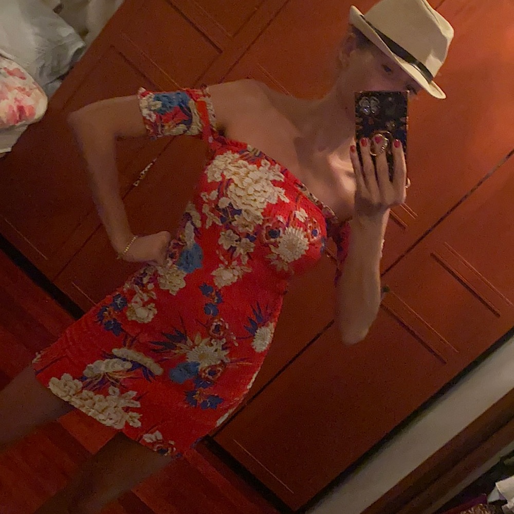 Red floral dress